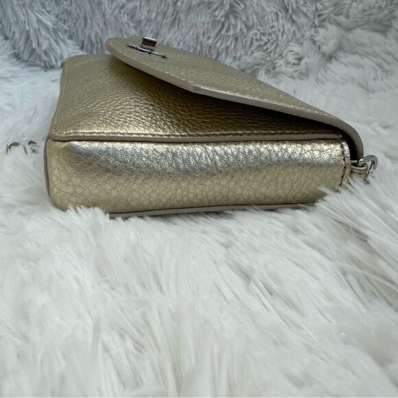 Tory Burch Robinson Metallic Gold Leather Crossbody Removable chain NWOT - Picture 6 of 14